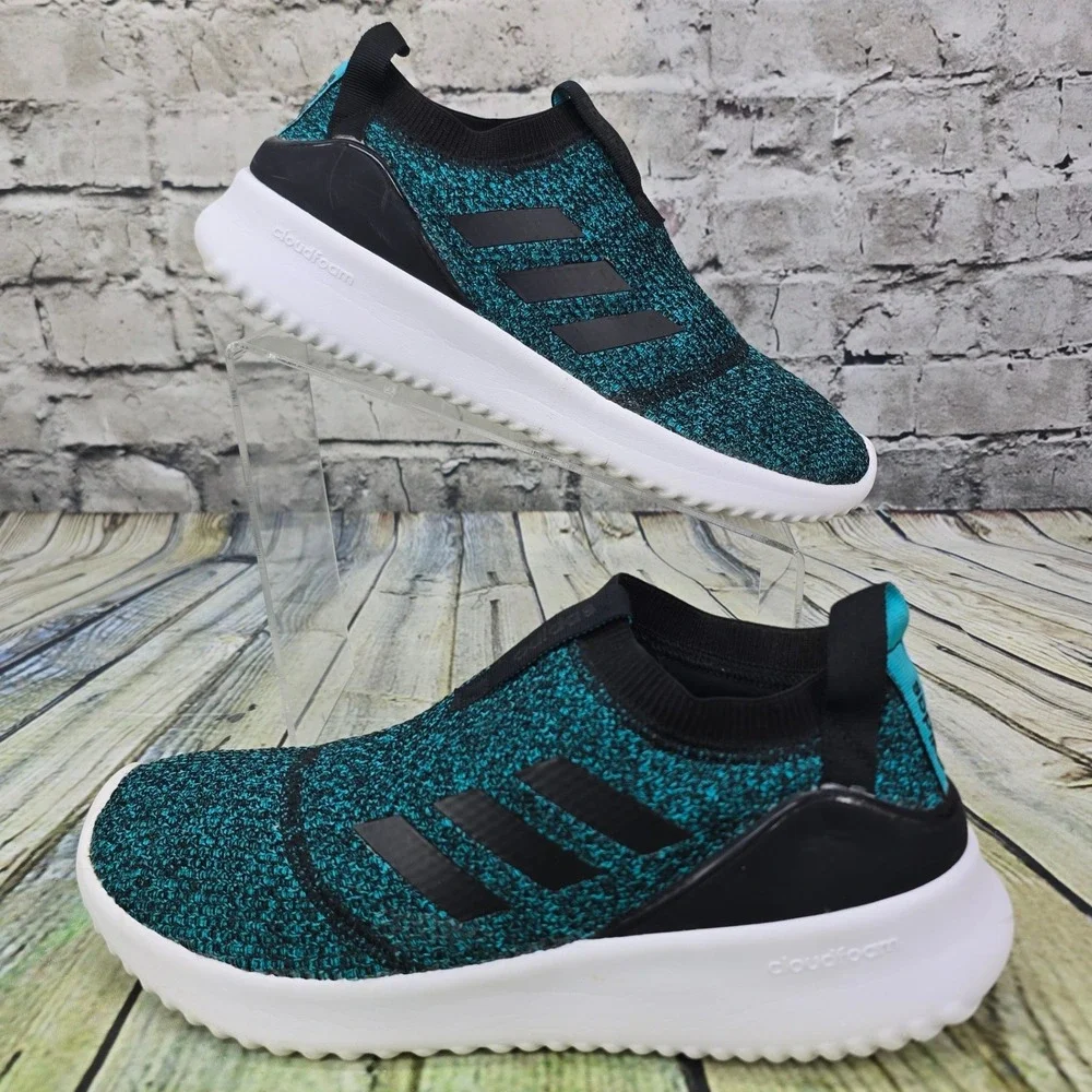 Adidas Ultimafusion Sneakers Womens 9.5 Teal Knit Slip On Shoes B96467 Cloudfoam